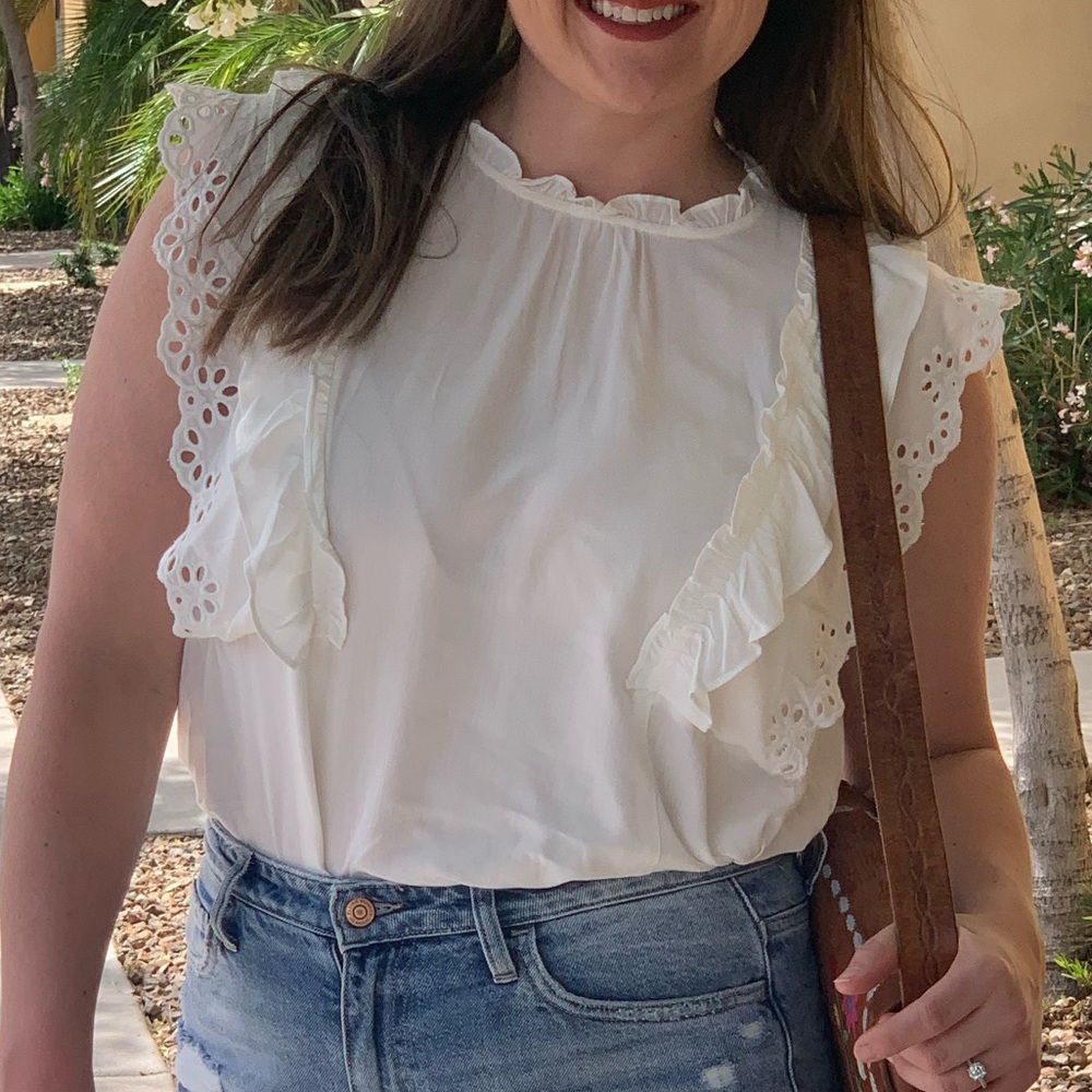 Women's Eyelet Ruffle Top